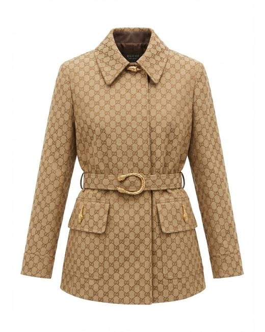Gucci Natural Monogram Belted Jacket