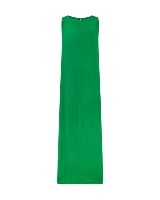 Staud Green Sleeveless Satin Column Gown