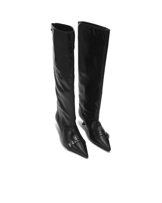 Ganni Black Eyelets Slouchy High Shaft Boots