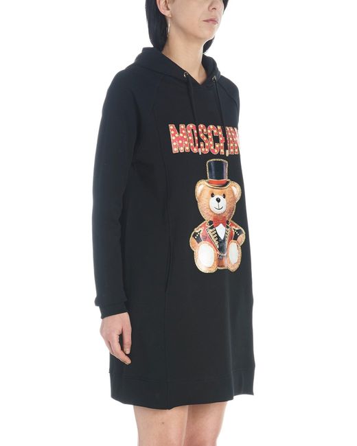 Moschino Blue Circus Teddy Printed Hoodie Dress