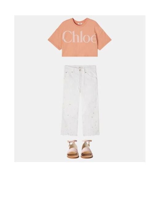 Chloé Pink Logo Leather Sandals
