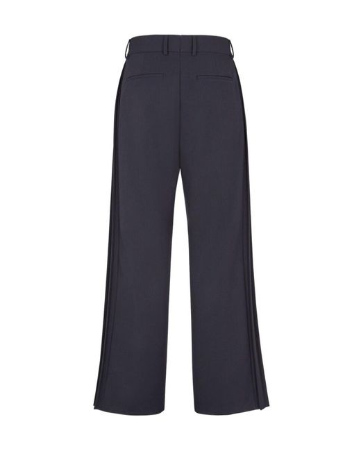 Fendi Blue Crepe Straight Trousers for men