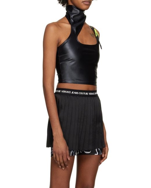 Versace Jeans Black Buckle-Detail Sleeveless Top