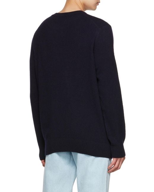 Maison Kitsuné Blue Maison Kitsuné Baby Fox Patch Cosy R-Neck Pullover for men