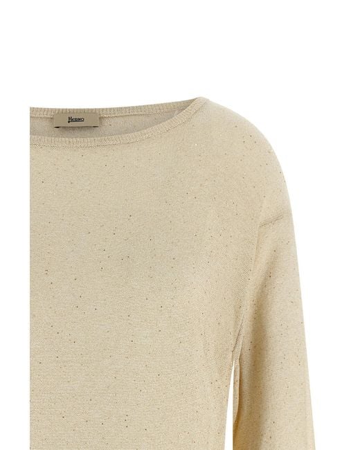Herno Natural Sequinned Knitted Jumper