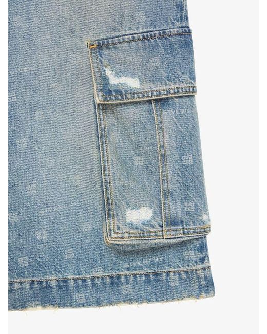 Givenchy Blue 4G Motif Denim Skirt