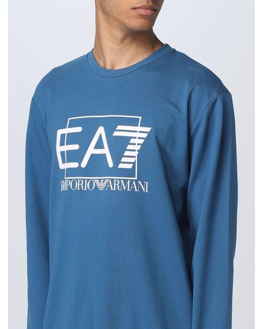 EA7 Blue Logo Printed Sweater for men