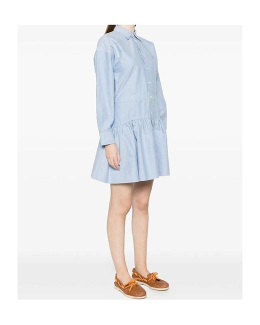 Polo Ralph Lauren Blue Ruffled Hem Shirt Dress