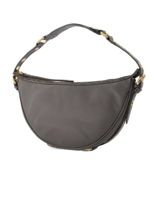 By Far Black Curved Zipped Shoulder Bag