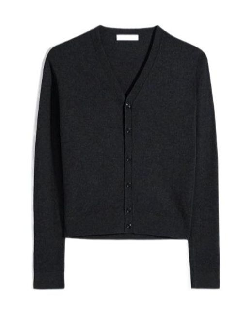 Lemaire Black V-Neck Buttoned Cardigan
