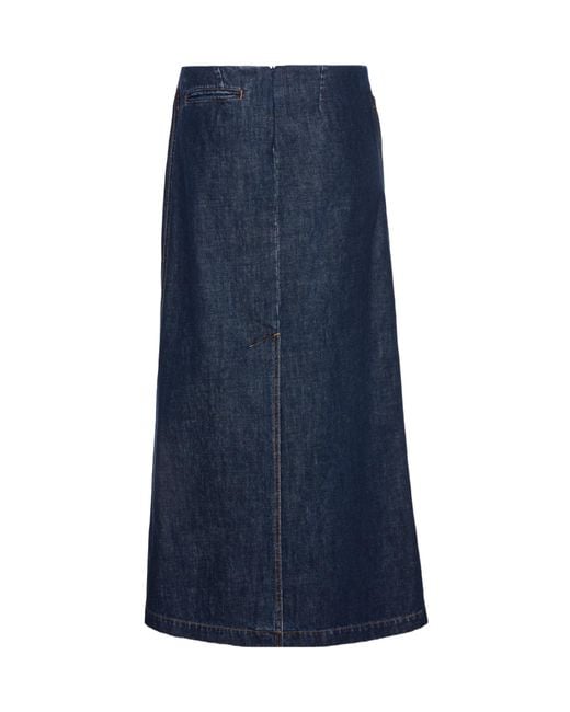 Magda Butrym Blue Denim Draped Midi Skirt