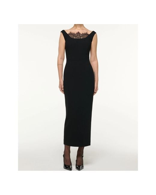Roland Mouret Black Lace-Insert Crepe Dress