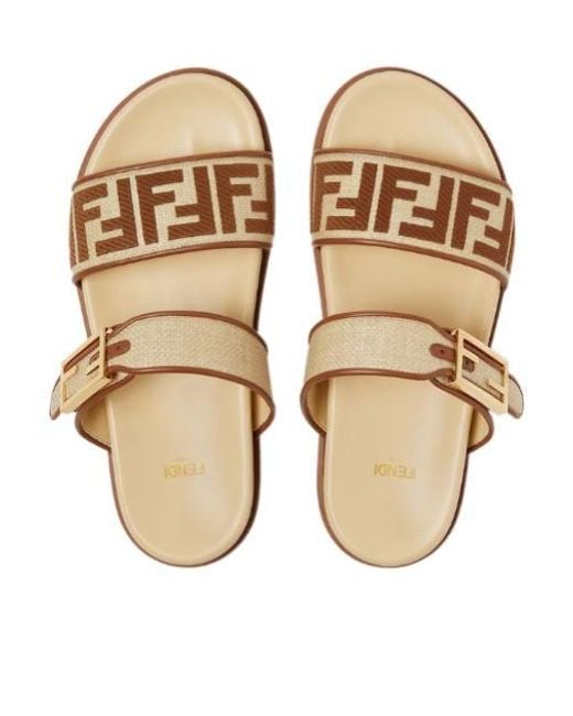 Fendi Metallic Feel Double-Band Flat Slides