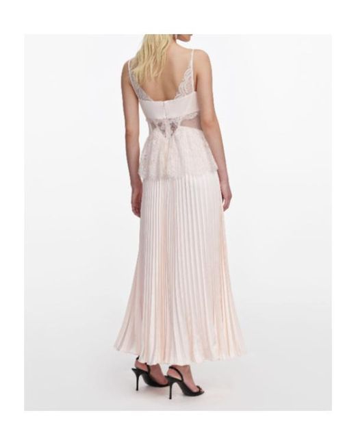 Self-Portrait Multicolor Blush Satin Lace Midi Dress