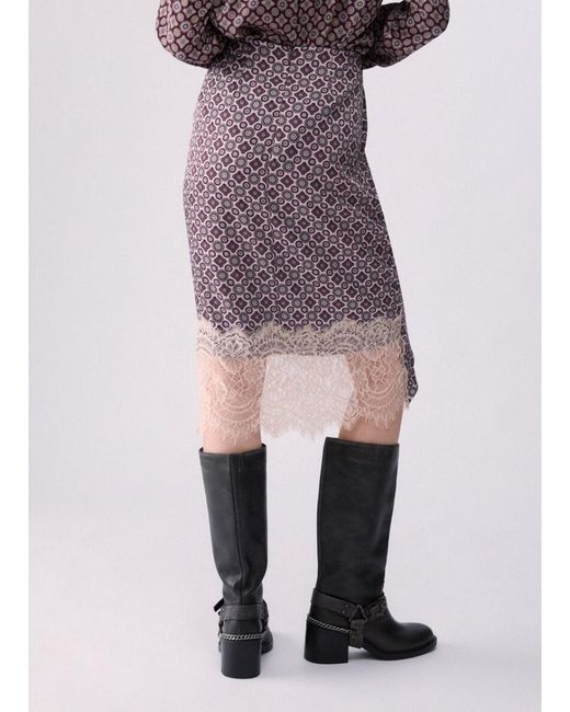Liu Jo Purple Midi Skirt With Lace Details