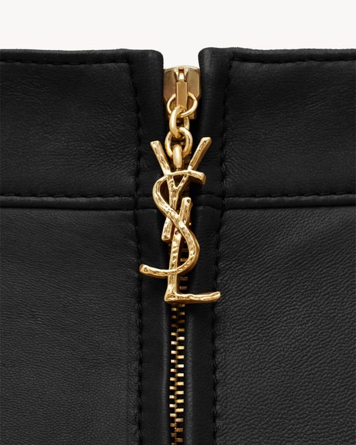 Saint Laurent Black Cassandre Leather Pencil Skirt