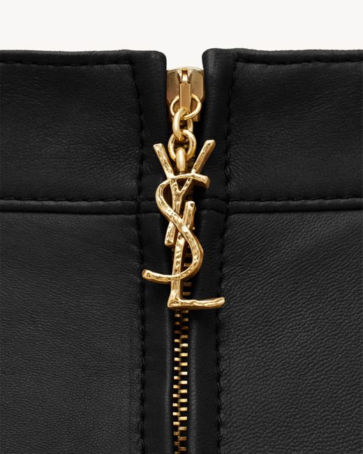 Saint Laurent Black Cassandre Leather Pencil Skirt