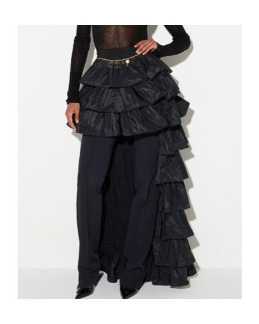 Elisabetta Franchi Black Ruffled Asymmetrical Skirt