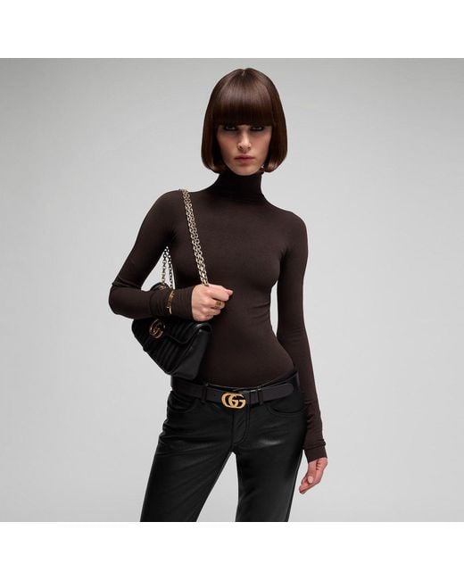 Gucci Black Seamless Turtleneck Top