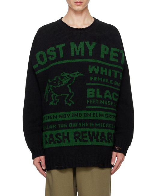 MM6 by Maison Margiela Black Jacquard Sweater for men