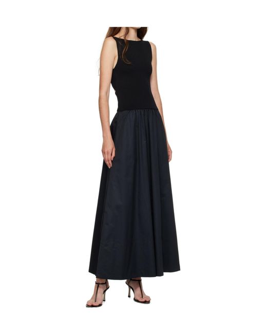 St. Agni Black Panelled Ribbed Maxi Dress