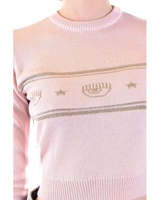 Chiara Ferragni Pink Eyestar Intarsia-Knit Sweater