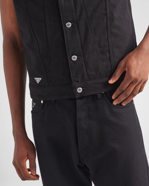 Prada Black Sleeveless Denim Jacket for men