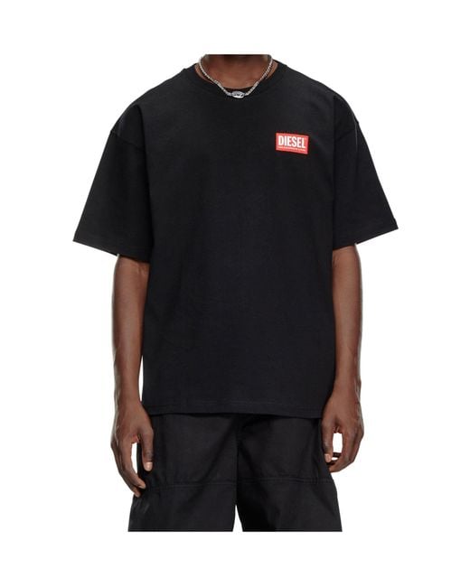 DIESEL Black T-Boxt-Lab Jacquard Logo Patch T-Shirt for men