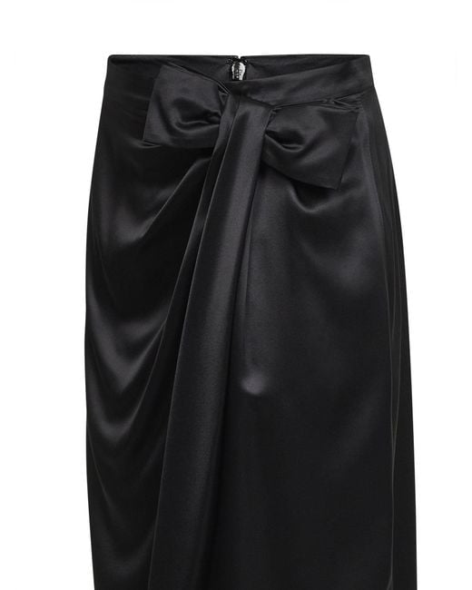 Valentino Black Bow Draped Midi Skirt