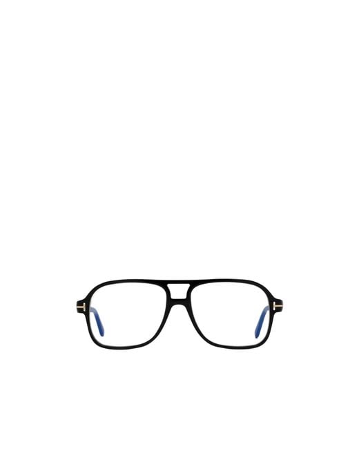 Tom Ford White Eyewear Pilot Frame Glasses for men