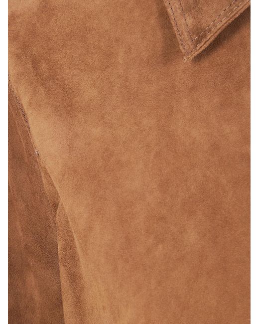 Semicouture Brown Panelled Suede Shirt
