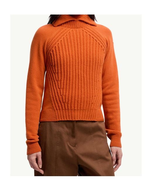 Moncler Orange Logo Patch High Collar Jumper