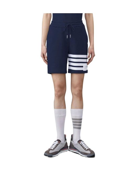 Thom Browne Blue 4-Bar Drawstring Track Shorts