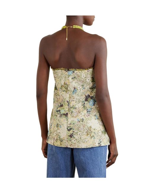 ALÉMAIS Natural Whitney Strapless Floral-Jacquard Bustier Top