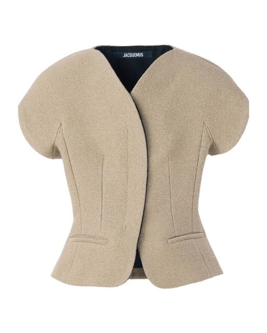 Jacquemus Natural The Ovalo Short-Sleeve Jacket