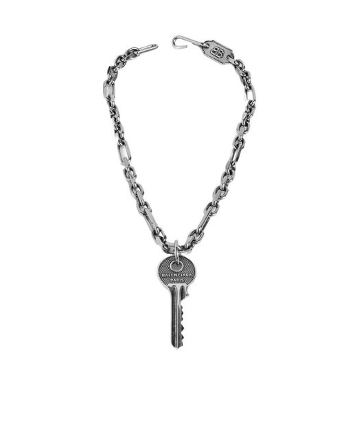 Balenciaga White Neverlost Thin Necklace for men