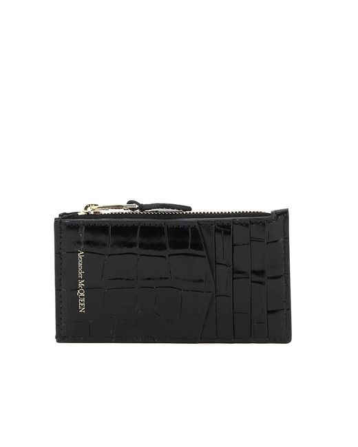 McQueen Black Skull Zipped Cardholder