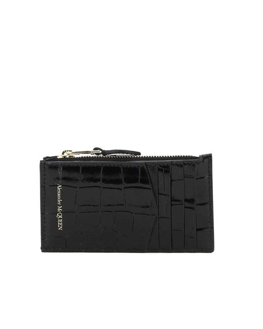 McQueen Black Skull Zipped Cardholder