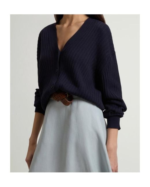 Woolrich Blue V-Neck Ribbed Cardigan
