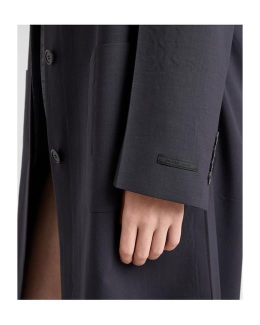 Prada Blue Single-Breasted Light Wool Coat