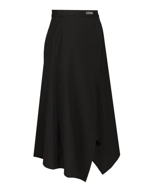 Loewe Black Asymmetric Midi Skirt