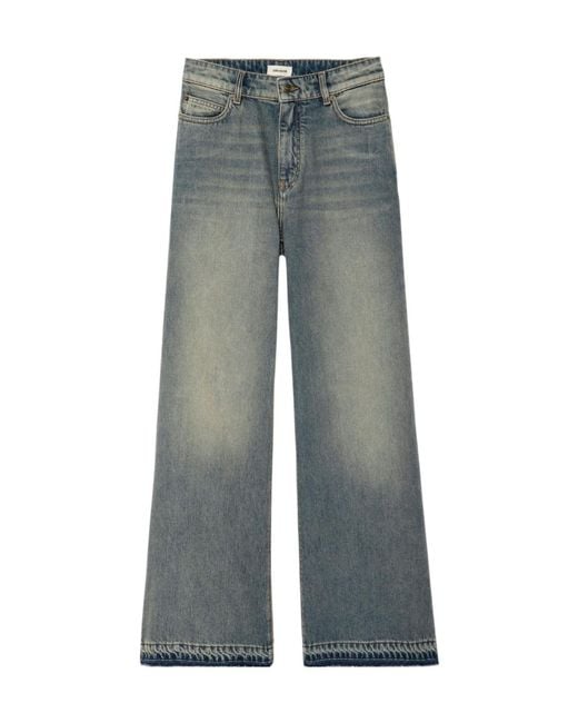 Zadig & Voltaire Gray Frayed Denim Jeans