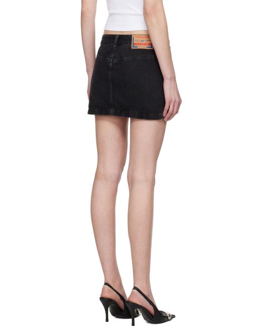 DIESEL Black De-Ron Logo Patch Denim Mini Skirt