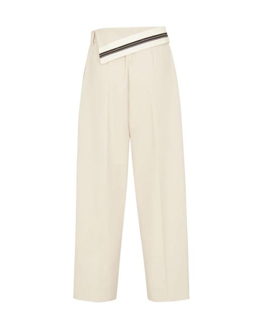 Fendi White Asymmetric Tailored Trousers