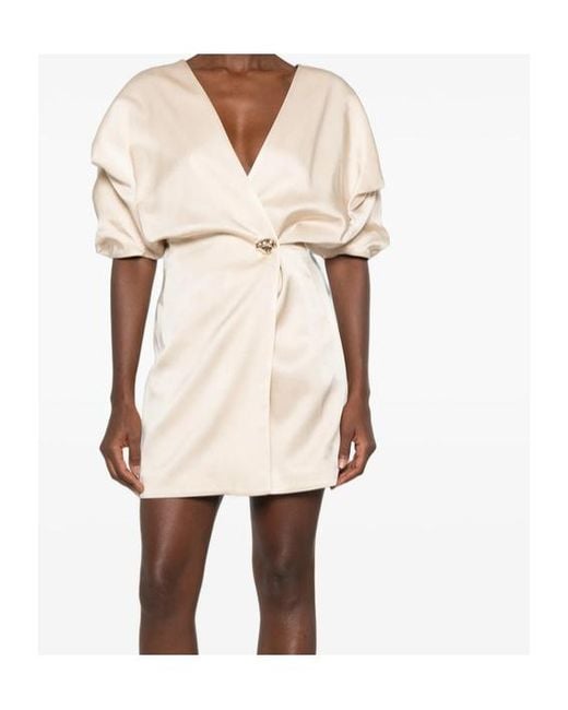 Raquel Diniz Natural V-Neck Dress