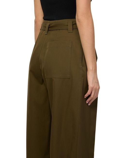 Loewe Green Cotton And Silk Straight-Leg Trousers