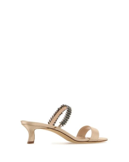 Manolo Blahnik Natural Open Round Toe Sandals