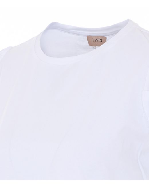 Twinset White Puff-Sleeve T-Shirt
