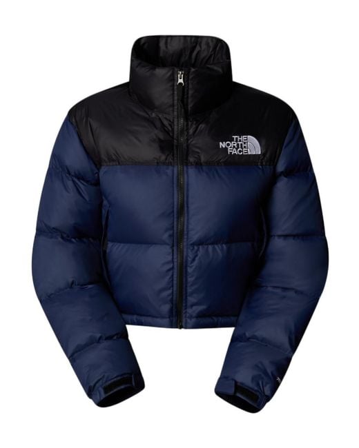 The North Face Blue Nuptse Cropped Padded Jacket