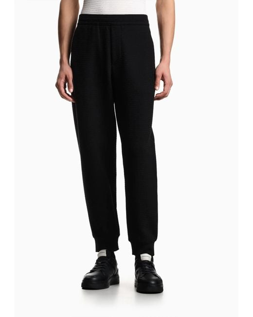 Emporio Armani Black Textured Track Pants for men